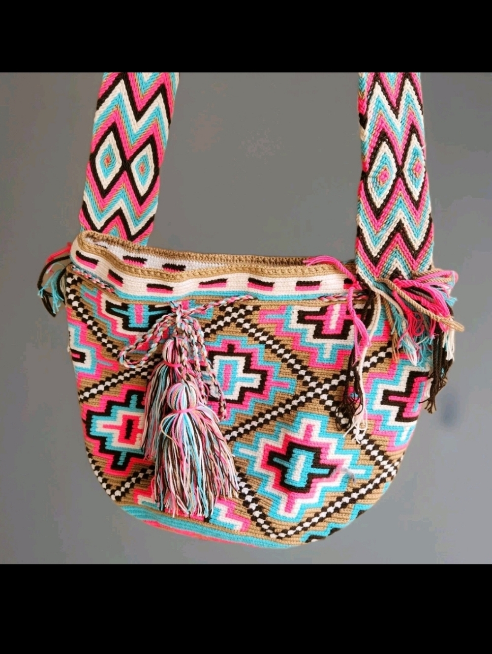 Woven Boho Southwest  Bucket Bag Purse Shoulder Tote